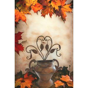 Metal Scroll Indoor Outdoor WallPlanter Copper Color 16"X13" Garden Patio Decor